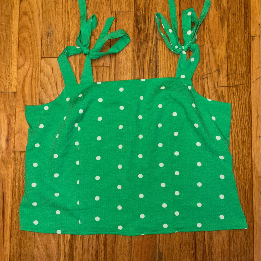 Old Navy Green Polka Dot Tie Tank Top